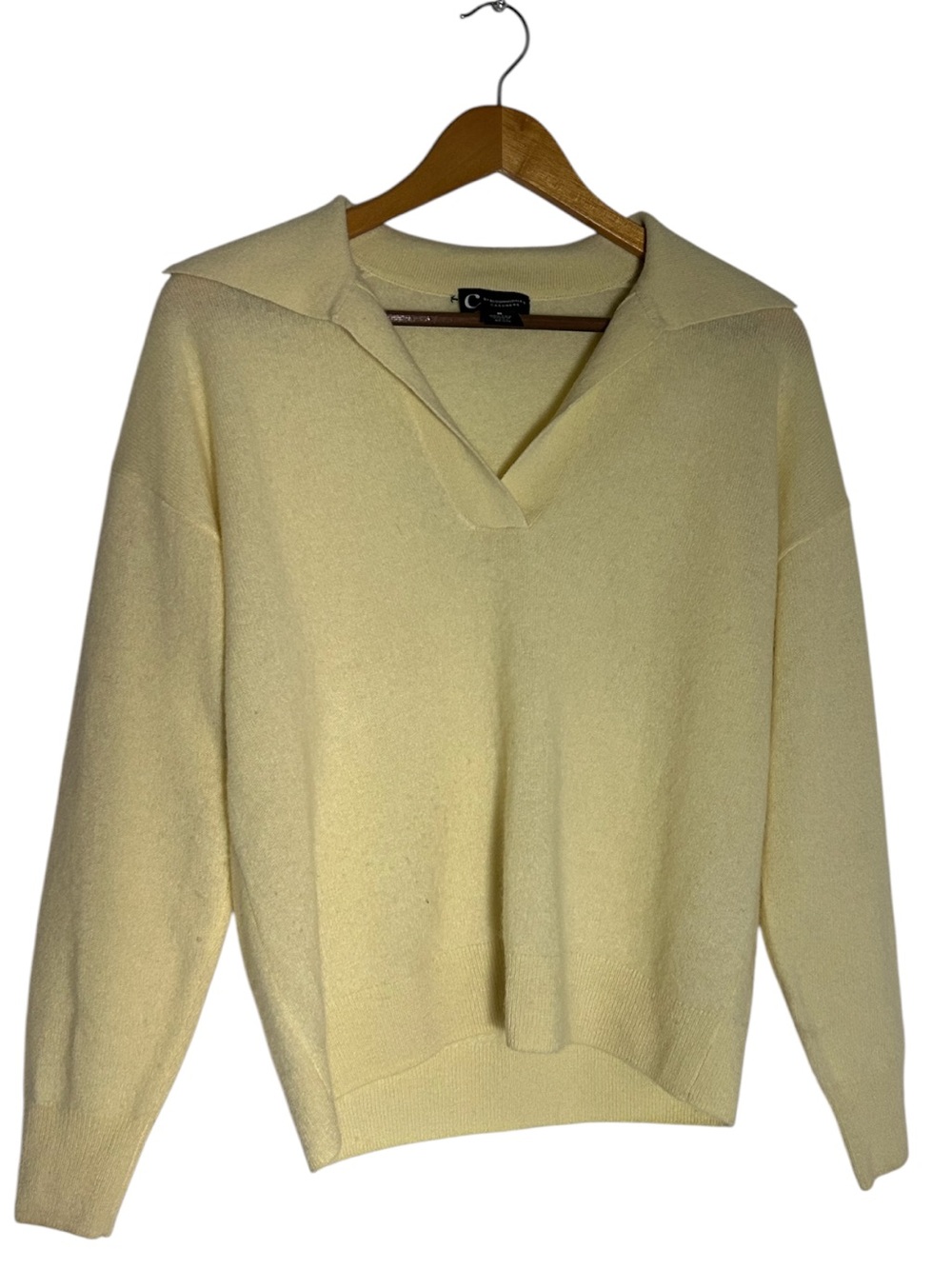 C By Bloomingdales Yellow Casmere Polo Neck Sweater Size M - Picture 7 of 7
